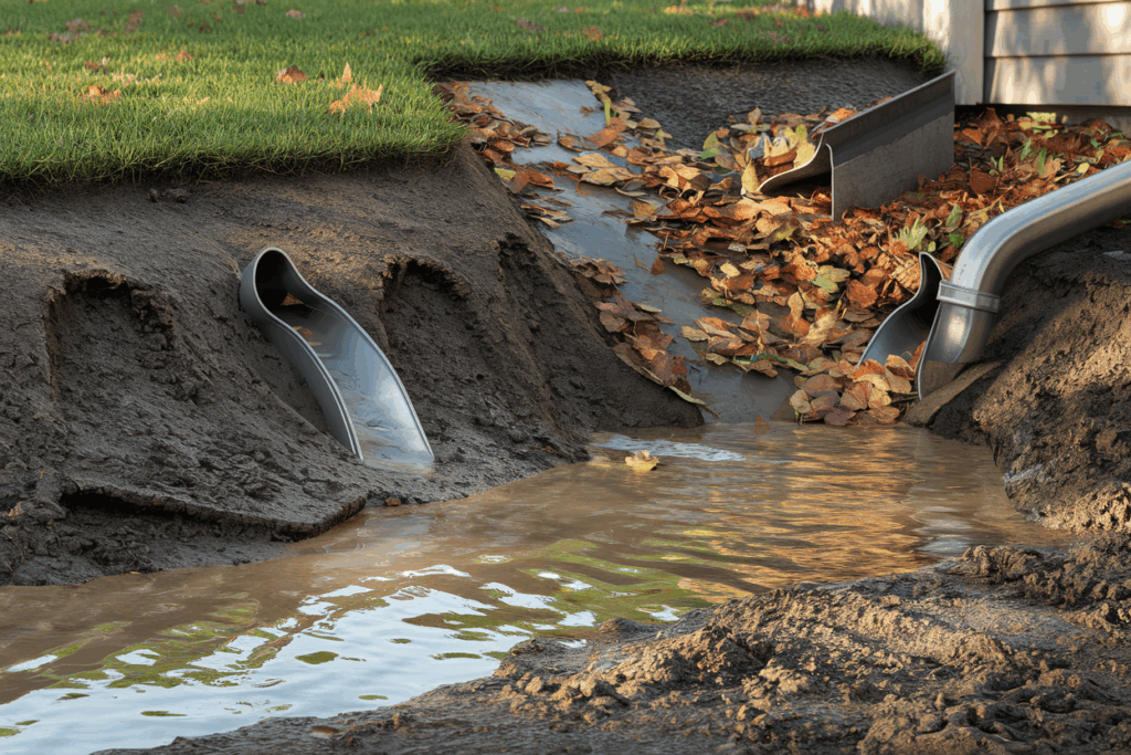 common outdoor drainage mistakes in a residential yard