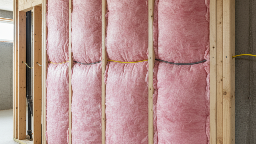 fiberglass batt insulation installed