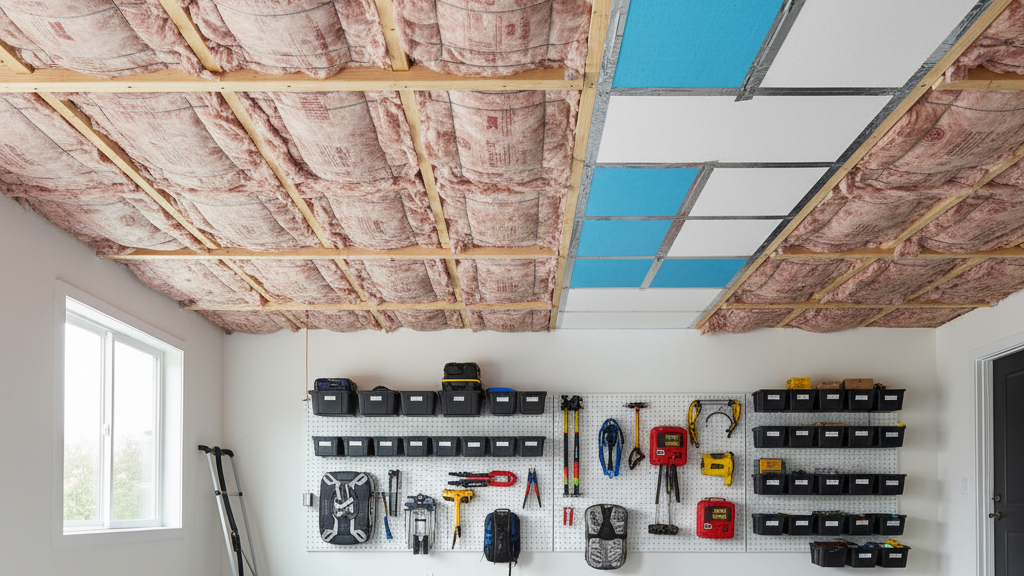 Properly insulated basement wall or garage ceiling to prevent heat loss during winter.