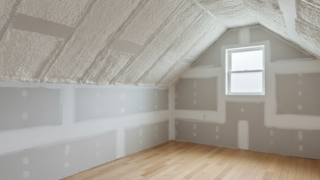 Attic or basement with proper insulation that helps control moisture and prevent mold