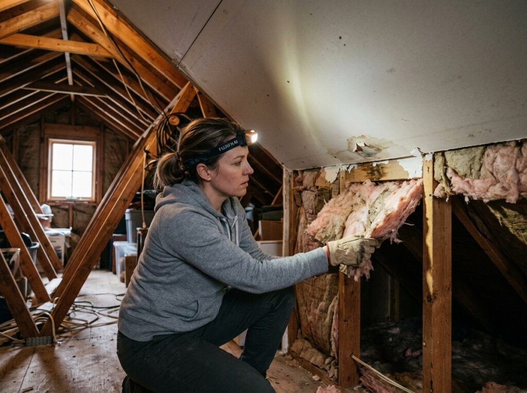 Thermal inspection of attic insulation showing home heat loss, cold drafts, and poor energy efficiency.